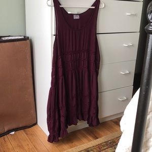 Free People Voile Lace Trapeze Dress BLACKBERRY
